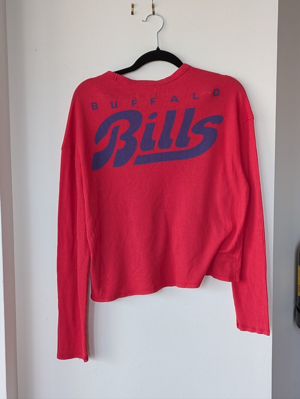Buffalo Bills Red Waffle Tee with Blue Logo